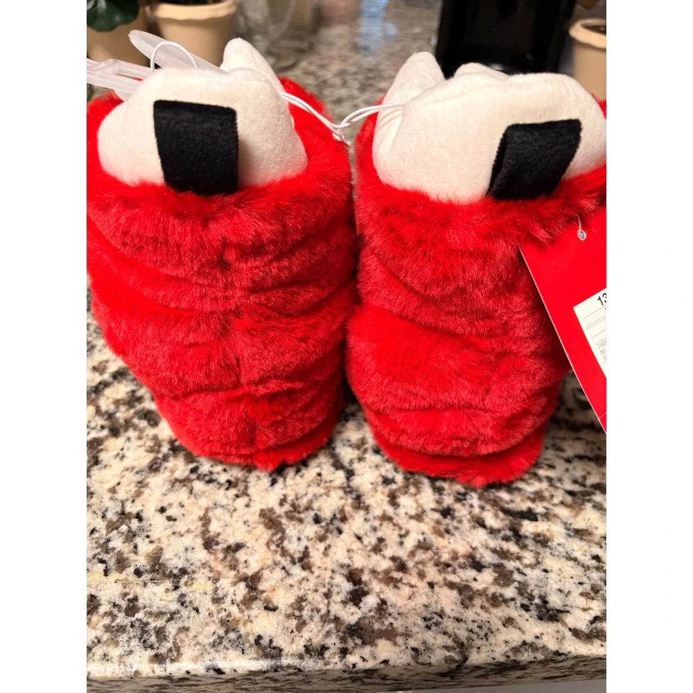 Boys‎ Red White Faux Fur Boot Slippers Space Snow Style Size 13/1